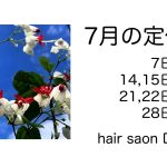 長岡京市の理容店　ヘアーサロンデュオ　2025年7月の定休日