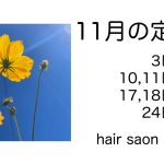 長岡京市の理容店　ヘアーサロンデュオ　2025年11月の定休日